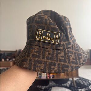 Fendi Logo Patterned Brown Hat
